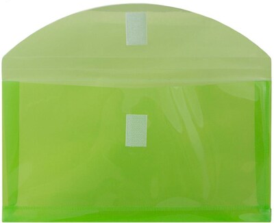 JAM Paper Premium Plastic Filing Envelope with Hook & Loop Closure, Lime Green, 3/Pack (921V1LIX3)