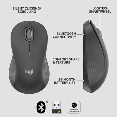 Logitech Signature M550 Wireless Optical Mouse, Graphite (910-006781)