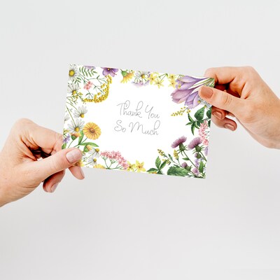Great Papers Flower Meadows General Use Thank You Notecard Kits, Multicolored, 24/Pack (2025030)