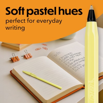 BIC Cristal Pastel  Ballpoint Pen, Medium Point, Black Ink, 24/Pack (MSPAP24-BLK)