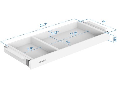 Mount-It! 2"H x 21"W Under-Desk Drawer, White (MI-7294WHT)