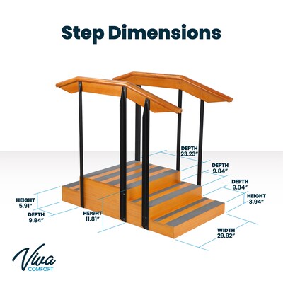 Viva Comfort Physical Therapy Non-slip Staircase with Safety Handles, 500 lbs. Capacity, Natural Wood (ADI906-01-MK)