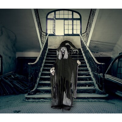 Haunted Hill Farm Life-Size Animatronic Witch with Skull (HHWITCH-4FLSA)