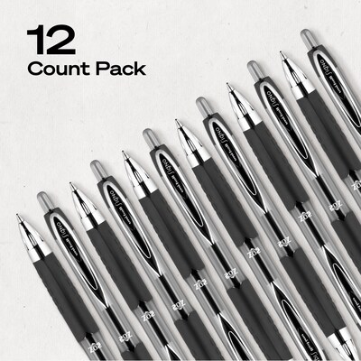 uniball 207 Retractable Gel Pens, Medium Point, 0.7mm, Black Ink, Dozen (33950)