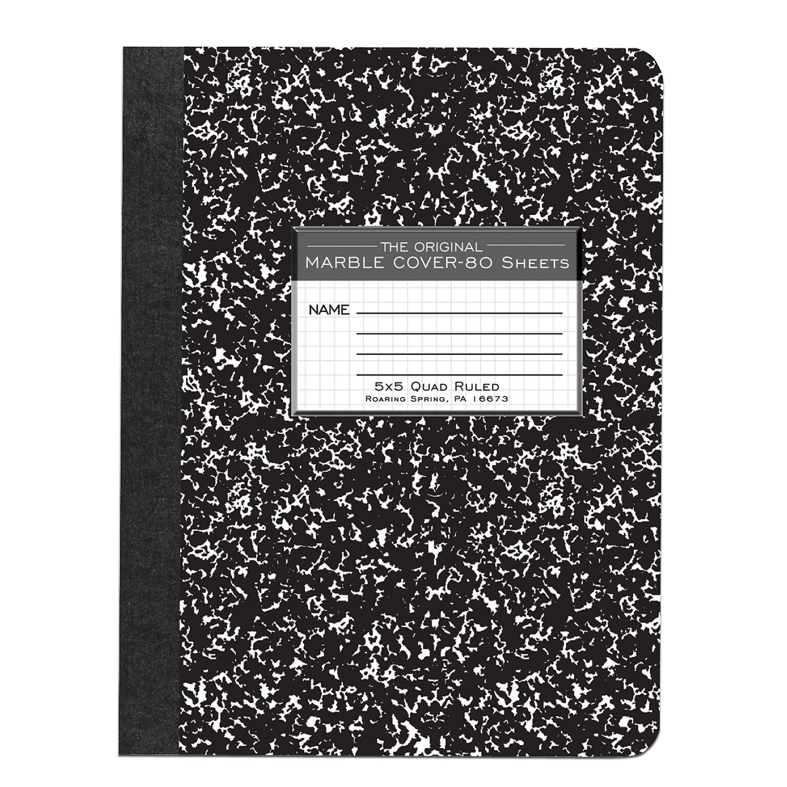 Roaring Spring Paper Products 1-Subject Composition Notebooks, 7.5 x 9.75, Graph Ruled, 80 Sheets, Black, 48/Case (77227CS)