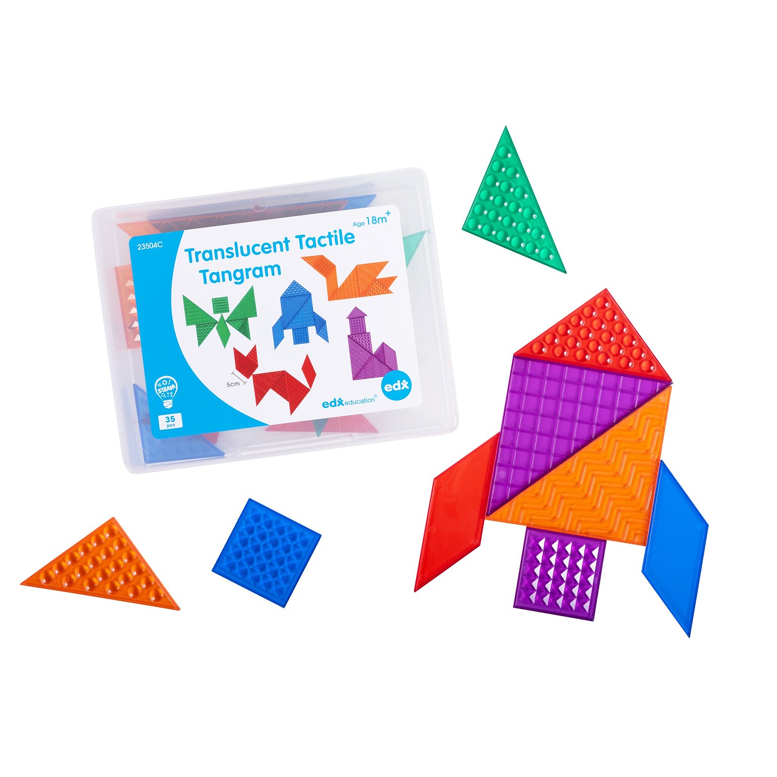 Edx Education Translucent Tactile Tangrams, 35 Pieces/Set (CTU23504)