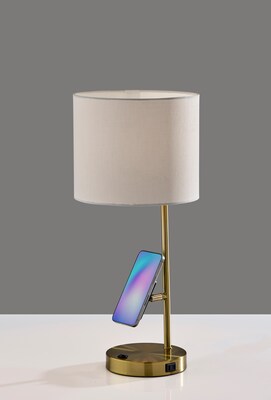 Adesso Wyatt Supercharger Incandescent Desk Lamp, 22"H, Antique Brass/Off-White (2610-21)