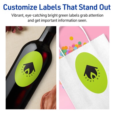 Avery Printable Oval Multipurpose Labels, 4" x 6", Bright Green, 20/Pack (94057)