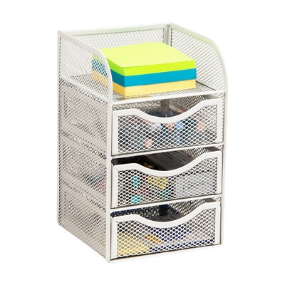Mind Reader 4-Compartment Metal Desk Organizer, White (MESHMINI-WHT)
