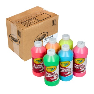 Crayola Premier Tempera Paint, Assorted Fluorescent Colors, 6/Set (BIN542106)