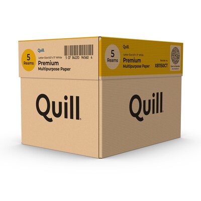 Quill Brand® 8.5" x 11" Premium Multipurpose Paper, 20 lbs., 97 Brightness, 5 Reams/CT (X81150CT)