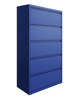 Hirsh HL10000 Series 5-Drawer Lateral File Cabinet, Locking, Letter/Legal, Classic Blue, 36 (24260)