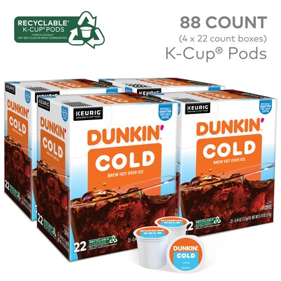 Dunkin Cold Iced Coffee Keurig® K-Cup® Pods, Medium Dark Roast, 88/Carton (5000369251CT)
