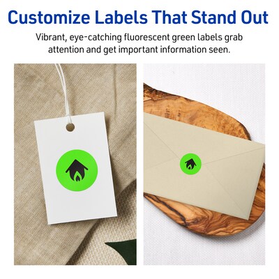 Avery Laser/Inkjet Multipurpose Circle Labels, 1" Dia., Neon Green, 960/Pack (94500)