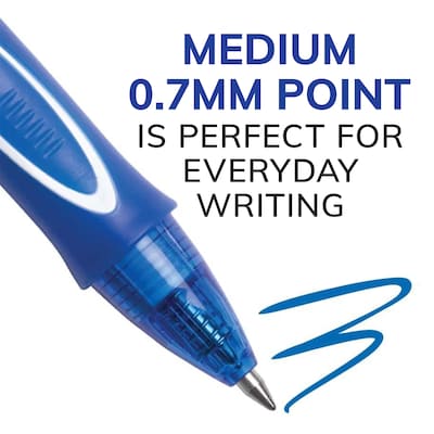 BIC Gel-ocity Quick Dry Retractable Gel Pens, Medium Point, 0.7 mm, Blue Ink, Dozen (RGLCG11-BLU)