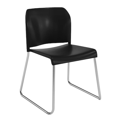 Flash Furniture Hercules Kenai Office Reception Stack Chair, Black Plastic/Chrome Frame (RUT239ANBKCR)