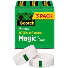 Scotch® Magic™ Invisible Tape, 1/2 x 36 yds., 3 Rolls/Pack (810H3)