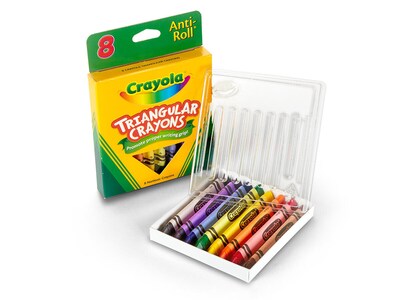 Crayola Anti-Roll Triangular Crayons, Assorted Colors, 8/Box, 24 Boxes/Carton (52-4008CT)