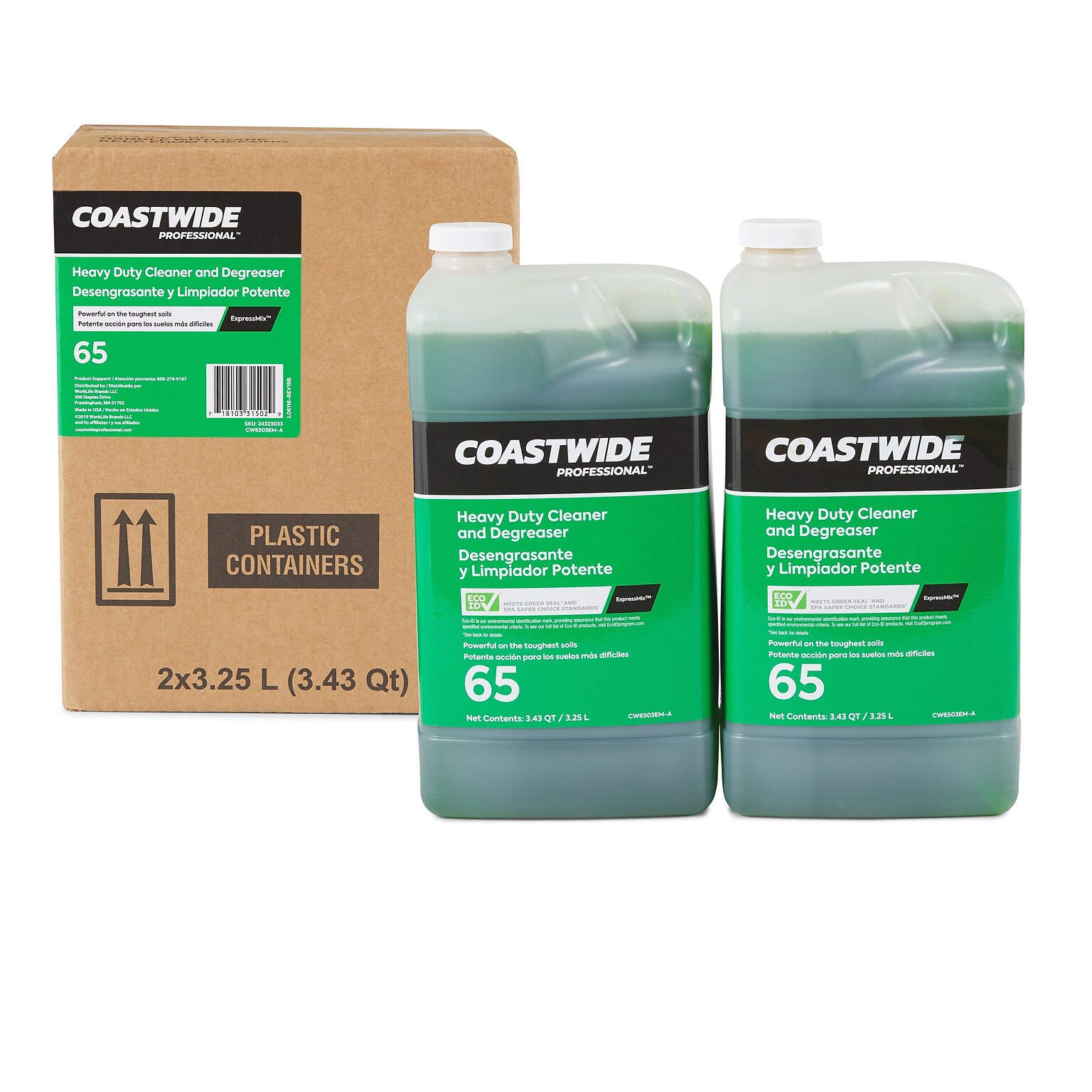 Coastwide Professional Cleaner and Degreaser 65 Heavy-Duty Concentrate for ExpressMix, 3.25L, 2/CT (CW6503EM-A)