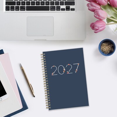 2027 Blue Sky Ashlyn 5" x 8" Calendar Year Weekly & Monthly Standard Planner, Plastic Cover, Navy (143958-27)