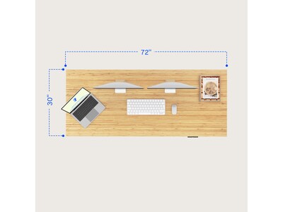 FlexiSpot E7 Pro 72"W Electric Adjustable Standing Desk, Bamboo/White (E7WPRO7230-LBZB)