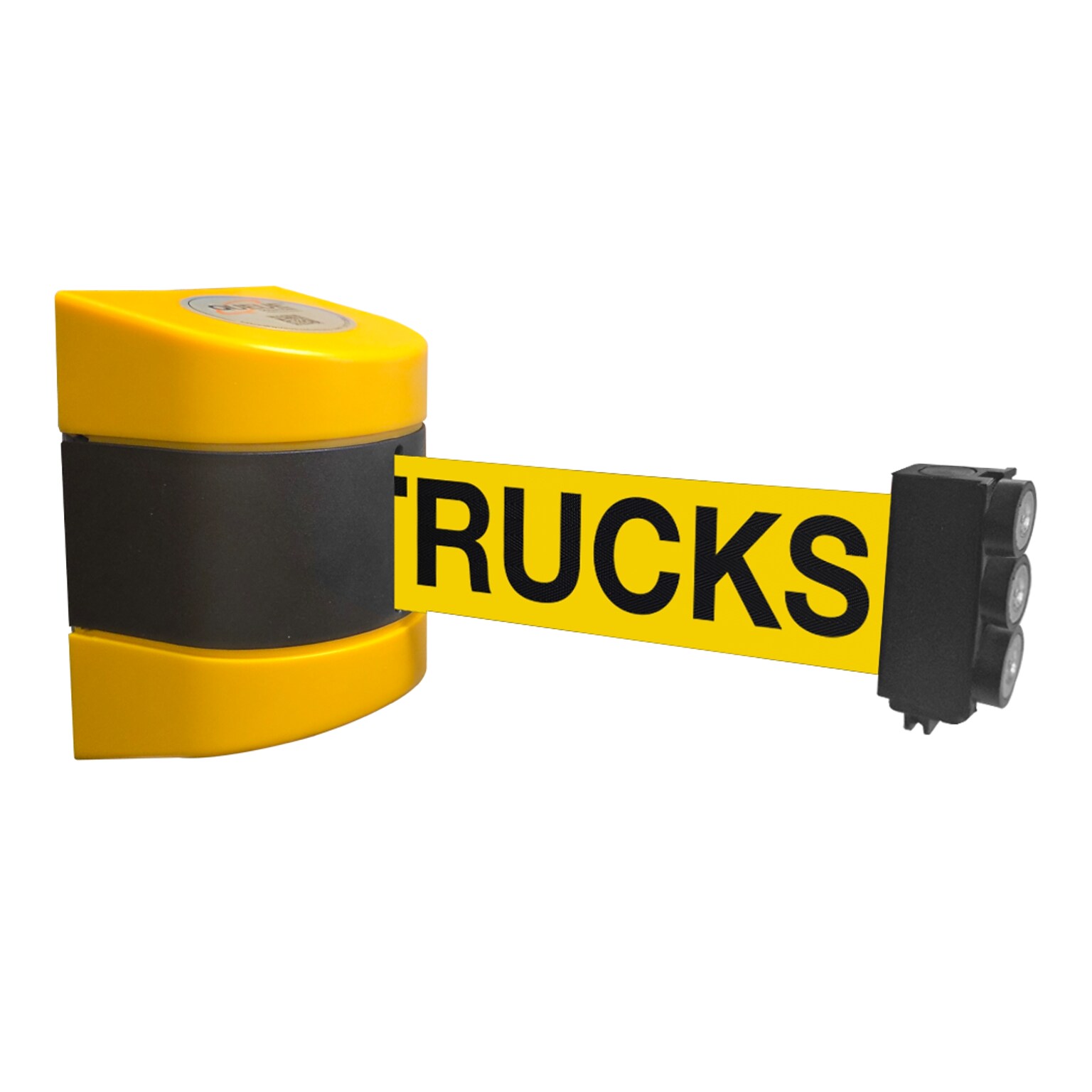 WallPro Magnetic 450 Wall-Mountable 30 Retractable Belt Barrier, DANGER FORKLIFT TRUCKS, Yellow/Black (WPM450Y-YBDFT30)