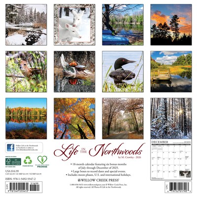 2026 Willow Creek Life in the Northwoods 12 x 12 Monthly Wall Calendar (55472)