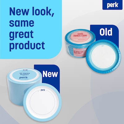 Perk™ Heavy-Weight Paper Plates, 10", Blue/White, 125/Pack (PK54330)
