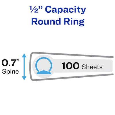 Avery 1/2 3-Ring Flexible Poly Binders, Blue (17670)