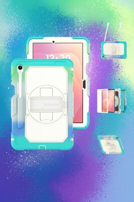 SaharaCase Raider Series Kid Proof Heavy Duty Case with Hand Strap for Galaxy Tab S11, Shoulder Strap, Splash Blue (TB00489)