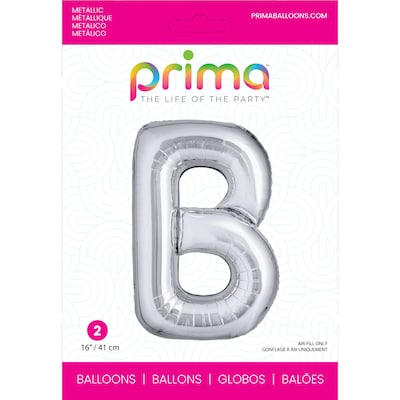 Party City (Air-Filled) 16 B Foil Balloon, Silver, 2/Pack (AM60050266-18)