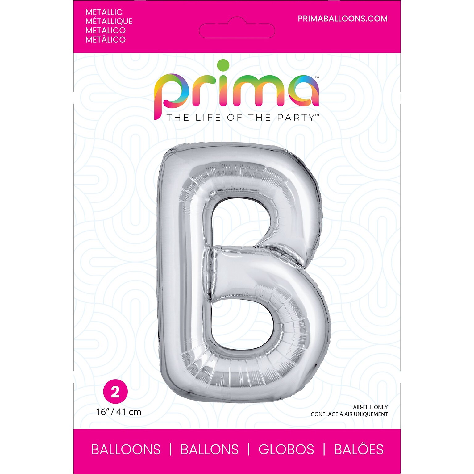 Party City (Air-Filled) 16 B Foil Balloon, Silver, 2/Pack (AM60050266-18)
