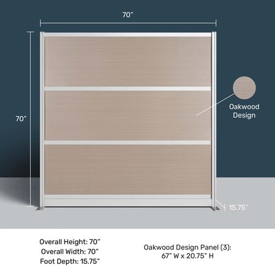 Luxor Oakwood 3-Panel Room Divider, 70"H x 70"W, Oak Grain (PPWL012)