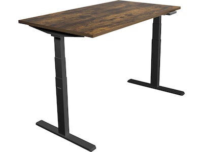 Mount-It! Ultimate 55W Electric Rectangular Adjustable Standing Desk, Oak/Black (MI-18082)