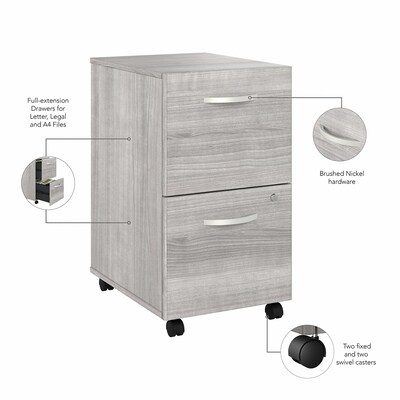 Bush Business Furniture Studio A 2-Drawer Mobile Vertical File Cabinet, Letter/Legal Size, Lockable, Platinum Gray(SDF116PGSU-Z)