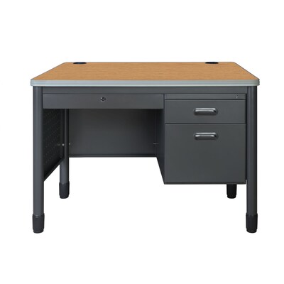 Regency Mesa Steel Single Pedestal Teacher's Office Desk w/ Center Drawer, 48" x 30", Medium Oak (66348SPCDMO)