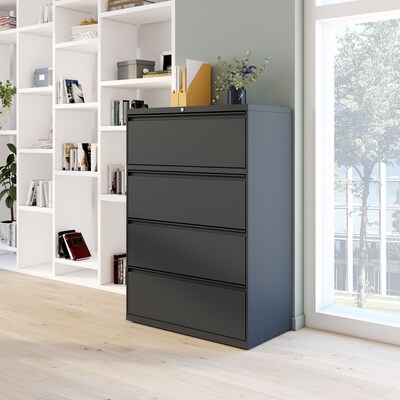 Quill Brand® 4-Drawer Lateral File Cabinet, Locking, Letter/Legal, Charcoal, 36"W (26825D)