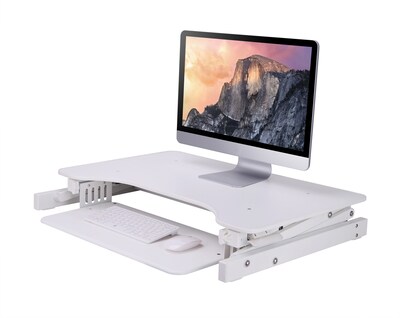 Rocelco 32"W 5"-17"H Adjustable Standing Desk Converter, White (R ADRW)