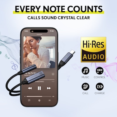 Overtime USB-C to USB-C & 3.5mm Audio and 100W Charging Splitter Adapter, Black (OADCTC35BK)