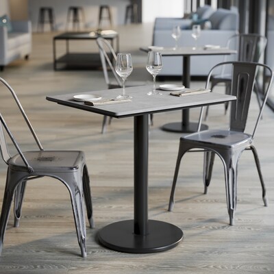 Flash Furniture Acadia Wooden Dining Table, 23.75"D x 29.75"W, Gray Faux Concrete/Black Base (ST2430CGTR18)