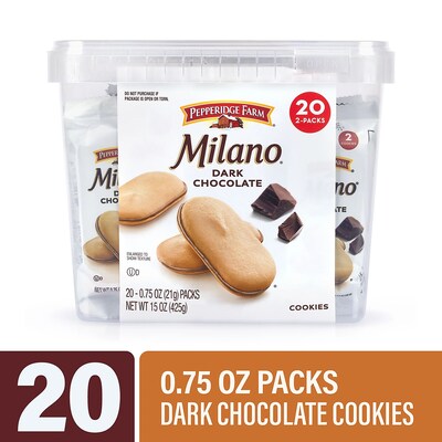 Milano Dark Chocolate Cookies, 0.75 oz., 20/Pack (220-02248)
