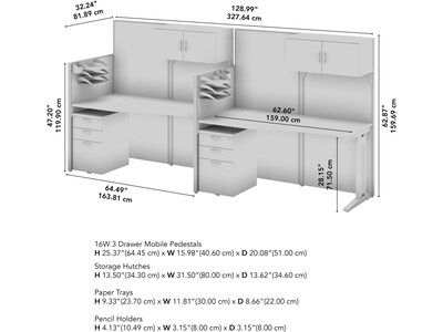 Bush Business Furniture Office in an Hour 63"H x 129"W 2 Person In-Line Cubicle Panel Workstation, Pure White (OIAH005WH)