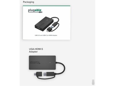 Plugable USB 3.0/USB-C to HDMI Adapter, Black (UGA-HDMI-S)