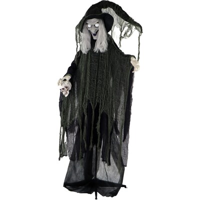 Haunted Hill Farm Life-Size Animatronic Witch with Skull (HHWITCH-4FLSA)