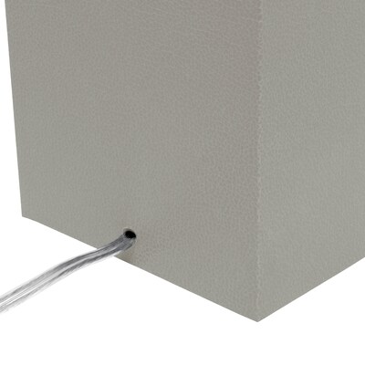 Lalia Home Lexington 21" Leather Base Modern Home Décor Bedside Table Lamp, White Rectangular Fabric Shade, Gray (LHT-3008-GY)