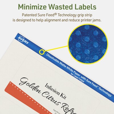 Avery Dissolvable Rectangle Multipurpose Labels, 3" x 6", Off-white, 75/Pack (94249)