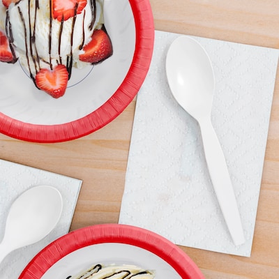 Perk™ Heavy-Weight Paper Bowls, 12 Oz., White/Red, 500/Carton (PK54332)