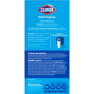 Clorox Multi-Purpose Cleaning Spray System Starter Kit, 1 Spray Bottle and 1 Refill, Crisp Lemon, 1.13 fl. oz. (60160)
