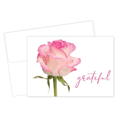Great Papers Grateful Pink Rose General Use Thank You Notecard Kits, Multicolored, 24/Pack (2025029)
