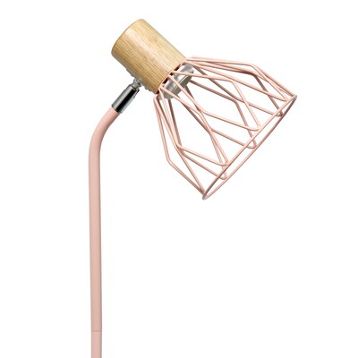 Simple Designs Farmhouse Fusion 55.91" Iron Floor Lamp with Round Shade, Light Pink (LF2019-LPK)
